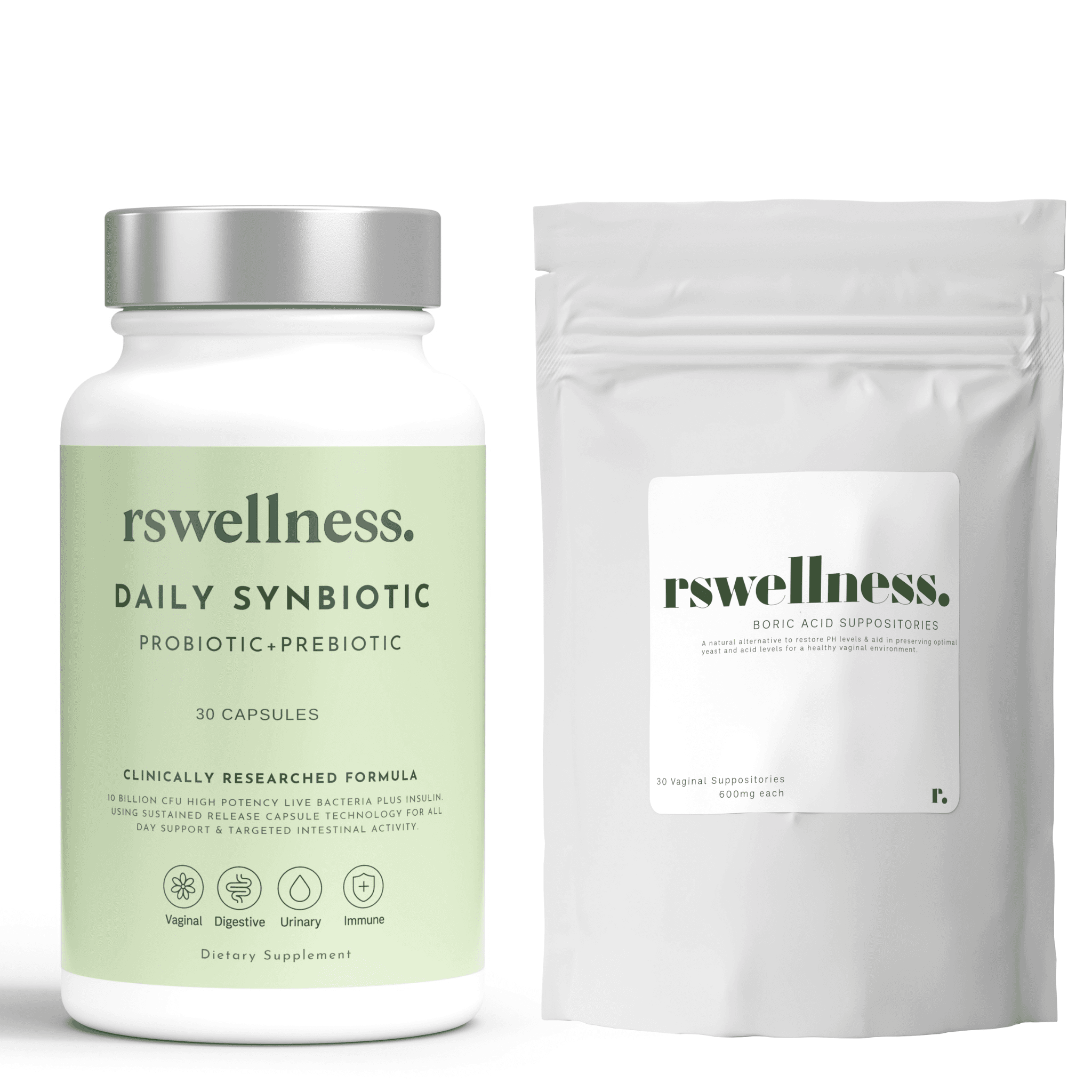 RS Wellness Boric Calm Suppositories packaging on cream